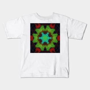 Weave Mandala Green Red and Blue Kids T-Shirt